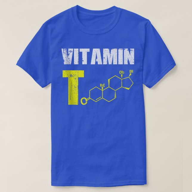 Camiseta Mens Vitamin T Testosteron Bodybuilding Gym Fitnes (Frente do Design)