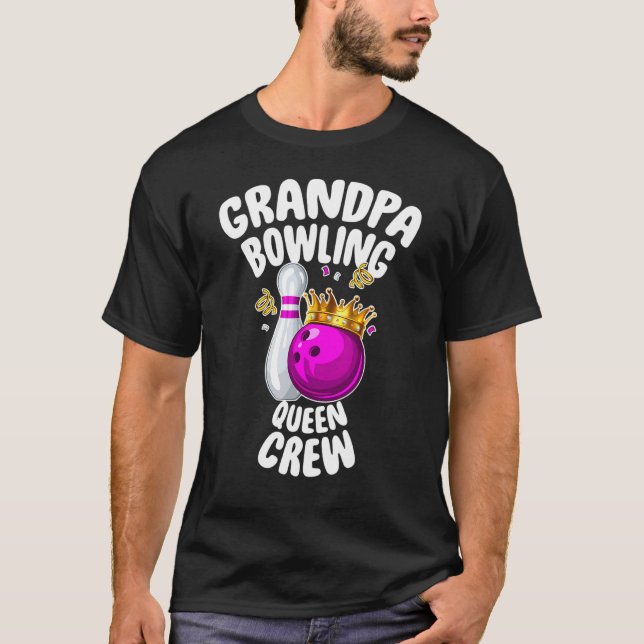 Camiseta Mens Vovô Boliche Rainha da Tripulação da Rainha A (Frente)