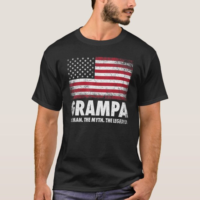 Camiseta Mens Vovô O Homem O Mito A Lenda Vovô Fa (Frente)