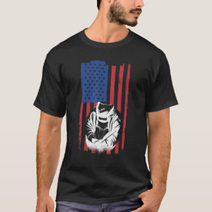 Camiseta Mens Welder American Flag Iron Words