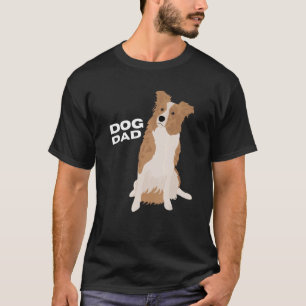 Camiseta Mens White e Red Merle Border Collie Dog Homem Pai