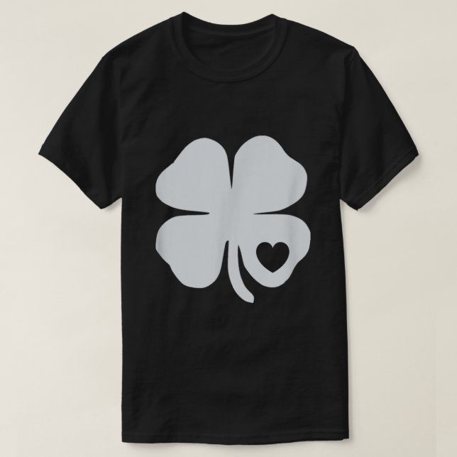Camiseta Mens White Shamrock Heart Dia de São Patrício irla (Frente do Design)