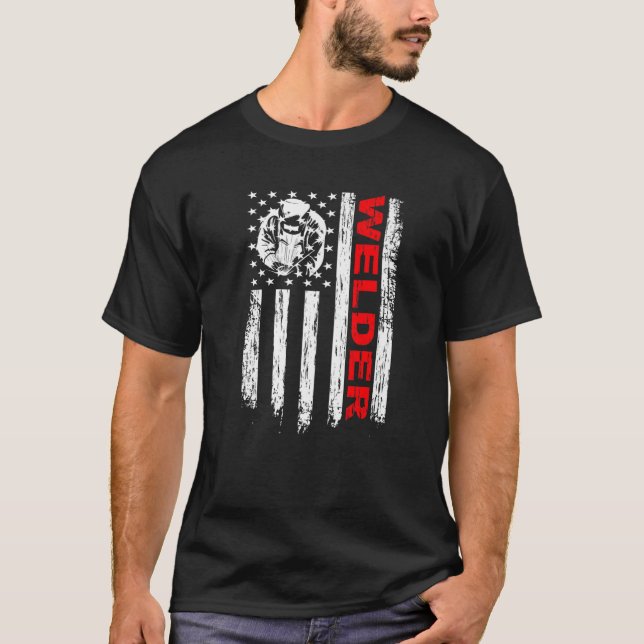 Camiseta Mens WIG Welder American Flag - Soldadura de Bande (Frente)