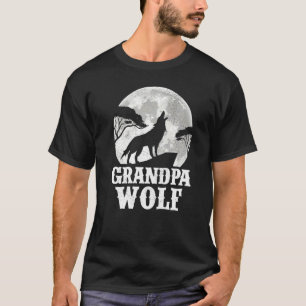 Camiseta Mens Wolves Howling Na Lua Avô Wolf Fath