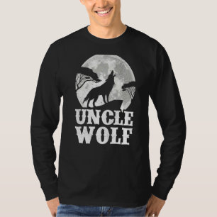 Camiseta Mens Wolves Howling Na Lua Tio Wolf Padre