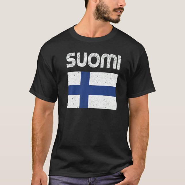 Camiseta Mens Womens Suomi - Bandeira do Orgulho Finlandês  (Frente)
