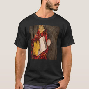 Camiseta Mens xadrez outono folhas vela livro