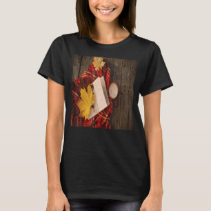 Camiseta Mens xadrez outono folhas vela livro