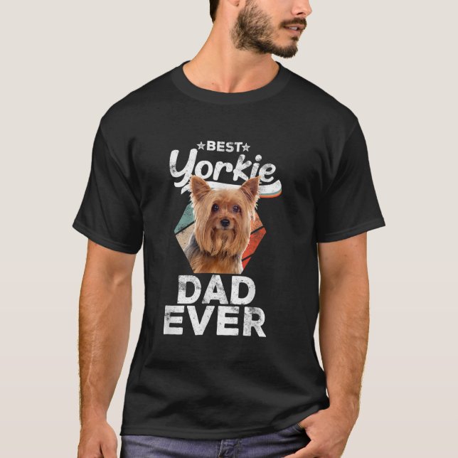 Camiseta Mens Yorkie Lover Dotou Melhor Pai Yorkie (Frente)