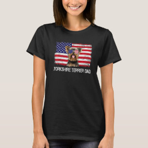 Camiseta Mens Yorkshire Terrier Pai Ue Bandeira 4 de julho