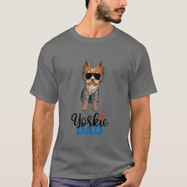 Camiseta Mens Yorkshire Terrier Papa Yorkie Pai (Frente)