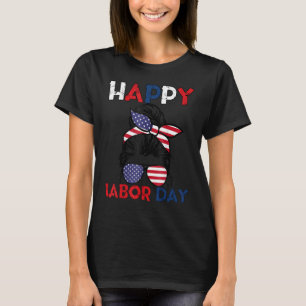 Camiseta Mensageira Americana Bandeira Dia do Trabalho Home