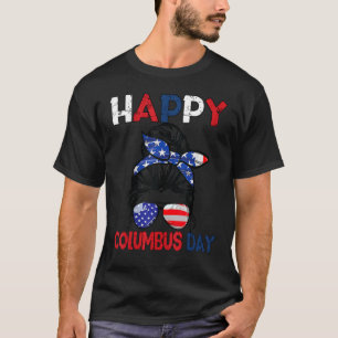 Camiseta Mensageira Americana Flag Columbus Day Men Mulher
