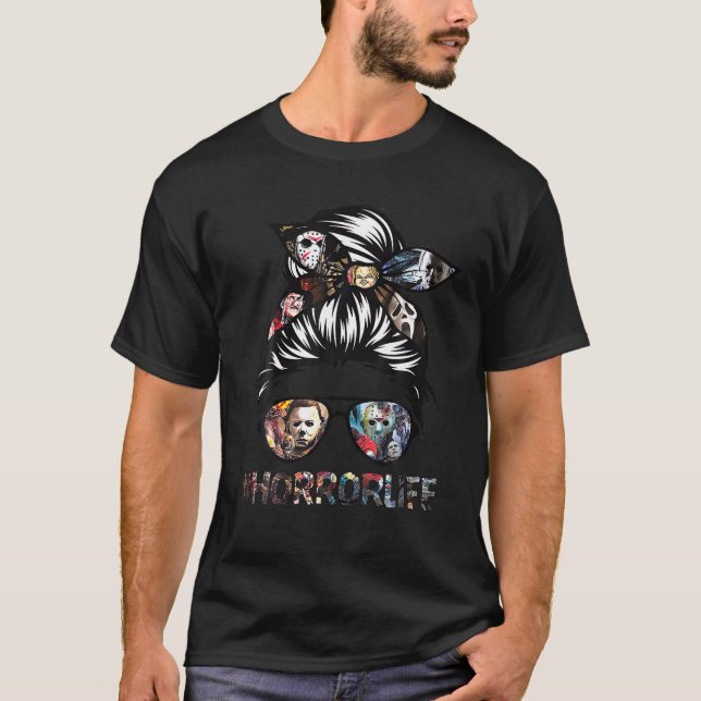 Camiseta Mensageira Bun Horror Life Girl Halloween Horror C (Frente)