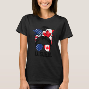 Camiseta Mensageiro Americano Bandeira Canadiana Óculos Sol