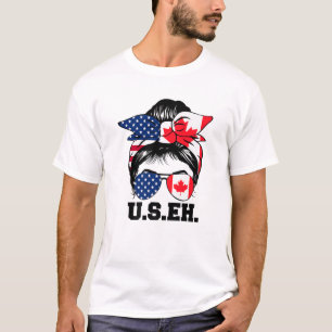 Camiseta Mensageiro Americano Bandeira Canadiana Óculos Sol