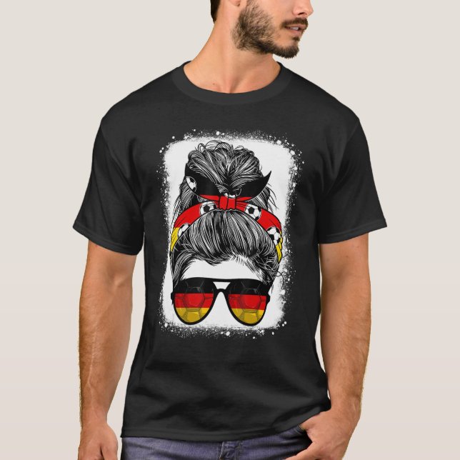 Camiseta Mensageiro Bun Hair Alemanha Bandeira Óculos Alemã (Frente)