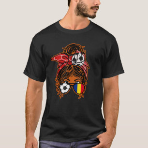 Camiseta Mensageiro Bun Hair Brown Skin Soccer Girl Romênia