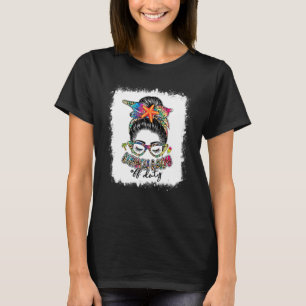 Camiseta Mensageiro Bun Leopard Tie Dye Sunch Lady Off Duty