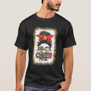 Camiseta Mensageiro Cheer Mãe Cheerhead Mama Leopard Blea