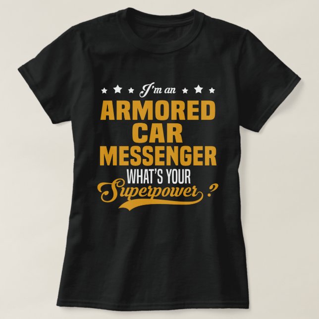 Camiseta Mensageiro de carro blindado (Frente do Design)