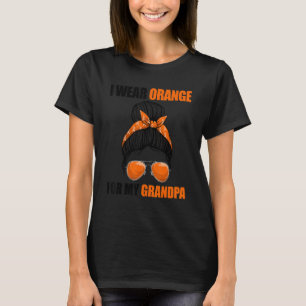 Camiseta Mensageiro Leucemia Eu Visto Laranja Para O Meu Av