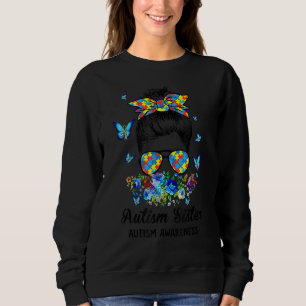 Camiseta Mensageiro Orgulhoso Autismo Irmã Ribbon Quebra-ca
