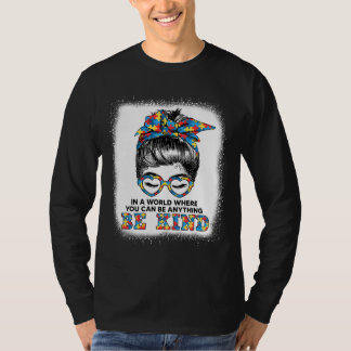 Camiseta Mensagem Bun Autism Seja Amável Autismo Mês No Mun