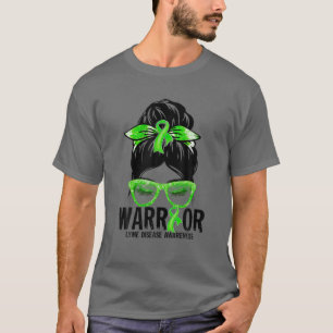Camiseta Mensagem Bun Leopard Green Ribbon Lyme Disease War
