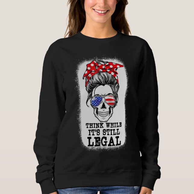 Camiseta Mensagem Bun Skull Pense Enquanto Ainda É Legal Pa (Frente)