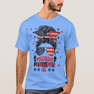 Camiseta Mensagem De 4 De Julho Patriótico Af Pregnant Preg