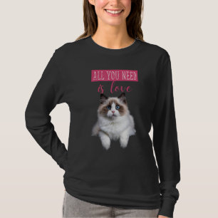 Camiseta Mensagem de Amor de Gatinho Oculto e Bonito Cat To