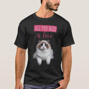 Camiseta Mensagem de Amor de Gatinho Oculto e Bonito Cat To
