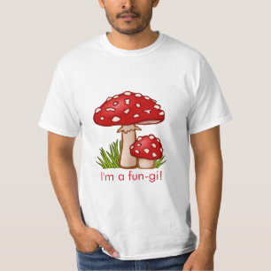 Camiseta Mensagem de Cartoon Red Mushroom