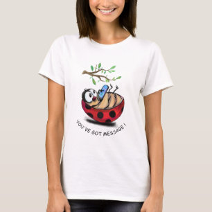 Camiseta Mensagem de Digitação de Ladybug Divertido no Tele