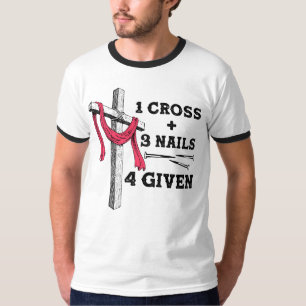 Camiseta Mensagem de fé cristã - Jesus 1 Cruz 3 Unhas 4