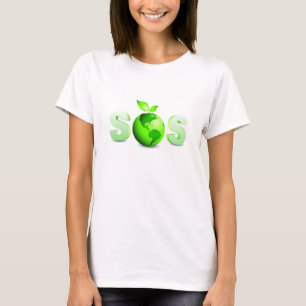 Camiseta Mensagem do Dia da Terra da terra verde SOS