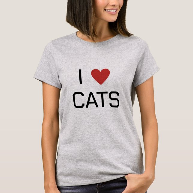 Camiseta Mensagem I Heart Cats (Frente)