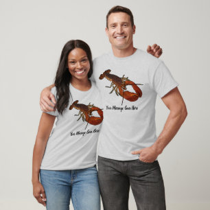 Camiseta Mensagem Personalizada de Ilustração de Lobster 