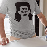 Camiseta Mensagem Personalizada - Gráfico Mullet Engraçado<br><div class="desc">Crie o presente personalizado perfeito. Adicione uma mensagem engraçada para torná-la um presente engraçado. Apresenta uma ilustração de estilo cartoon do estilo de cabelo mullet e do seu próprio ditado ou nome.</div>