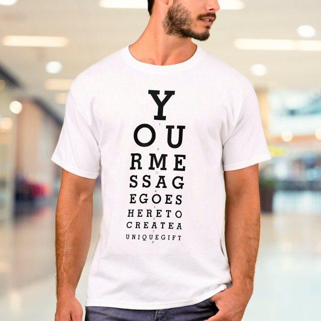 Camiseta Mensagem Personalizada Teste de Visão Divertido Gr (Criador carregado)