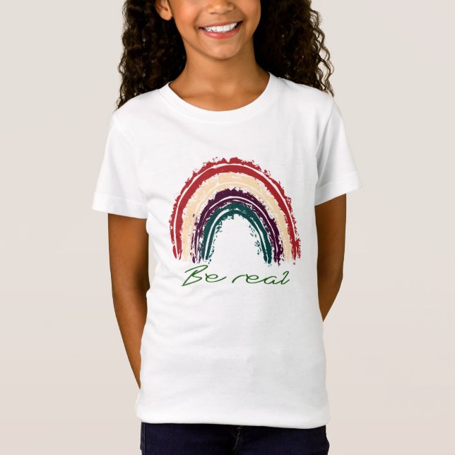 Camiseta Mensagem positiva "Seja real" Impressão Kid's (Frente)