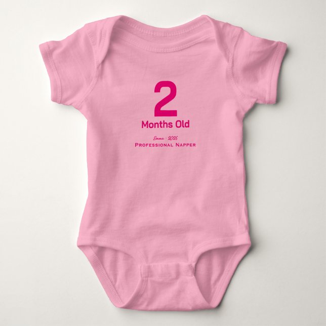 Camiseta Mensal Personalizada para Bebê de um Ano  (Frente)
