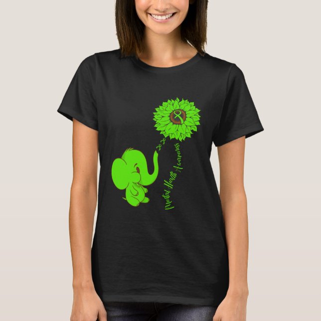 Camiseta Mental Health Awareness Tees Sunflower Green Ribbo (Frente)
