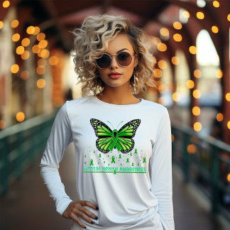 Camiseta Mental Health Green Ribbon Butterfly