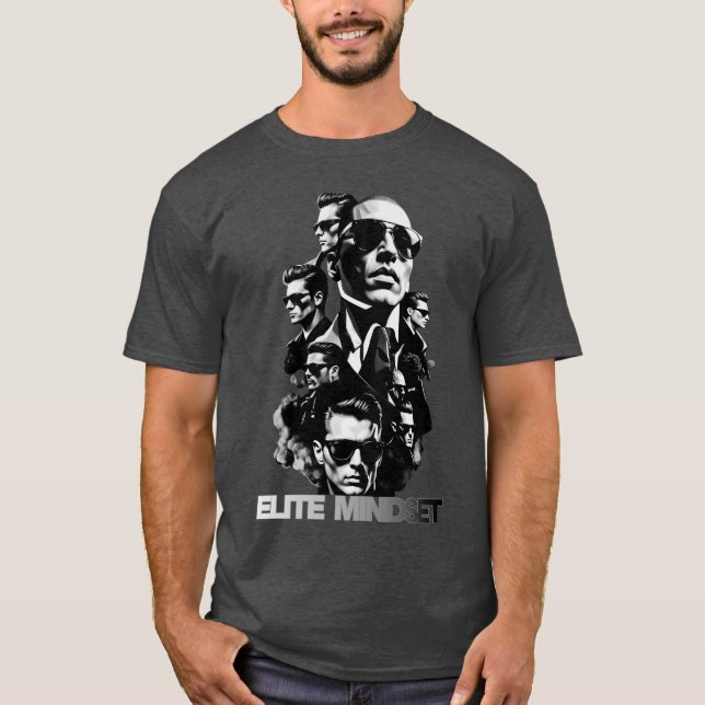 Camiseta Mentalidade de Elite Luxo Premium Cinza Escuro Gra (Frente)