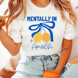Camiseta Mentalmente em Amalfi Itália Limão Coquete Azul