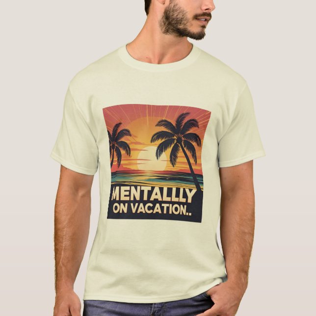 Camiseta Mentalmente em Férias Retro Verão Tee (Frente)