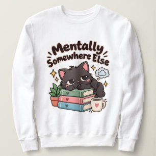 Camiseta Mentalmente em outro lugar gato fofo e sarcástico