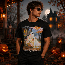 Camiseta Mentalmente Estou Aqui Fantasma Divertido Outono